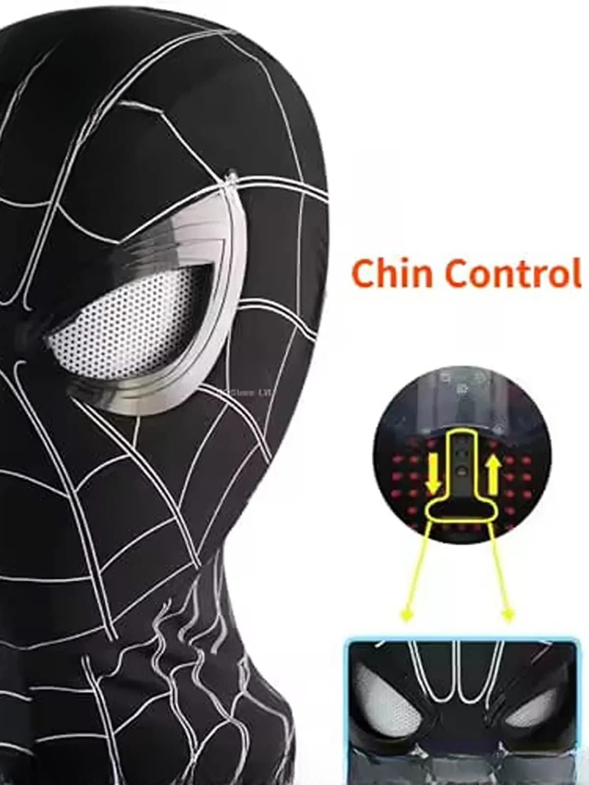 Black Spider-Man Mask – Jaw-Controlled Blinking Eyes
